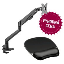 Držák monitoru Brateck LDT62-CO12 jedno rameno plynová vzpěra +  podložka pod myš a zápěstí Fellowes CRYSTAL