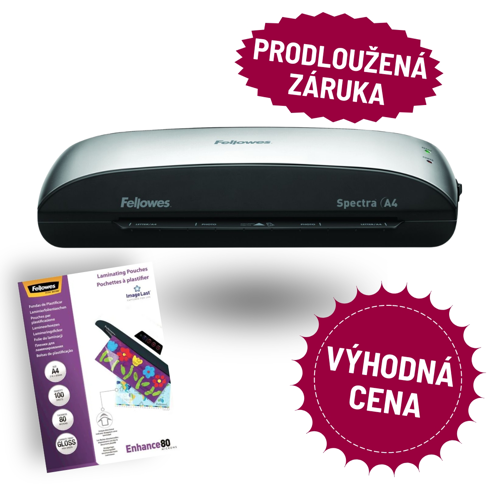 Laminátor Fellowes SPECTRA A4 + laminovací fólie Fellowes A4 80mic ImageLast(100ks) + prodloužená záruka na 36 měsíců